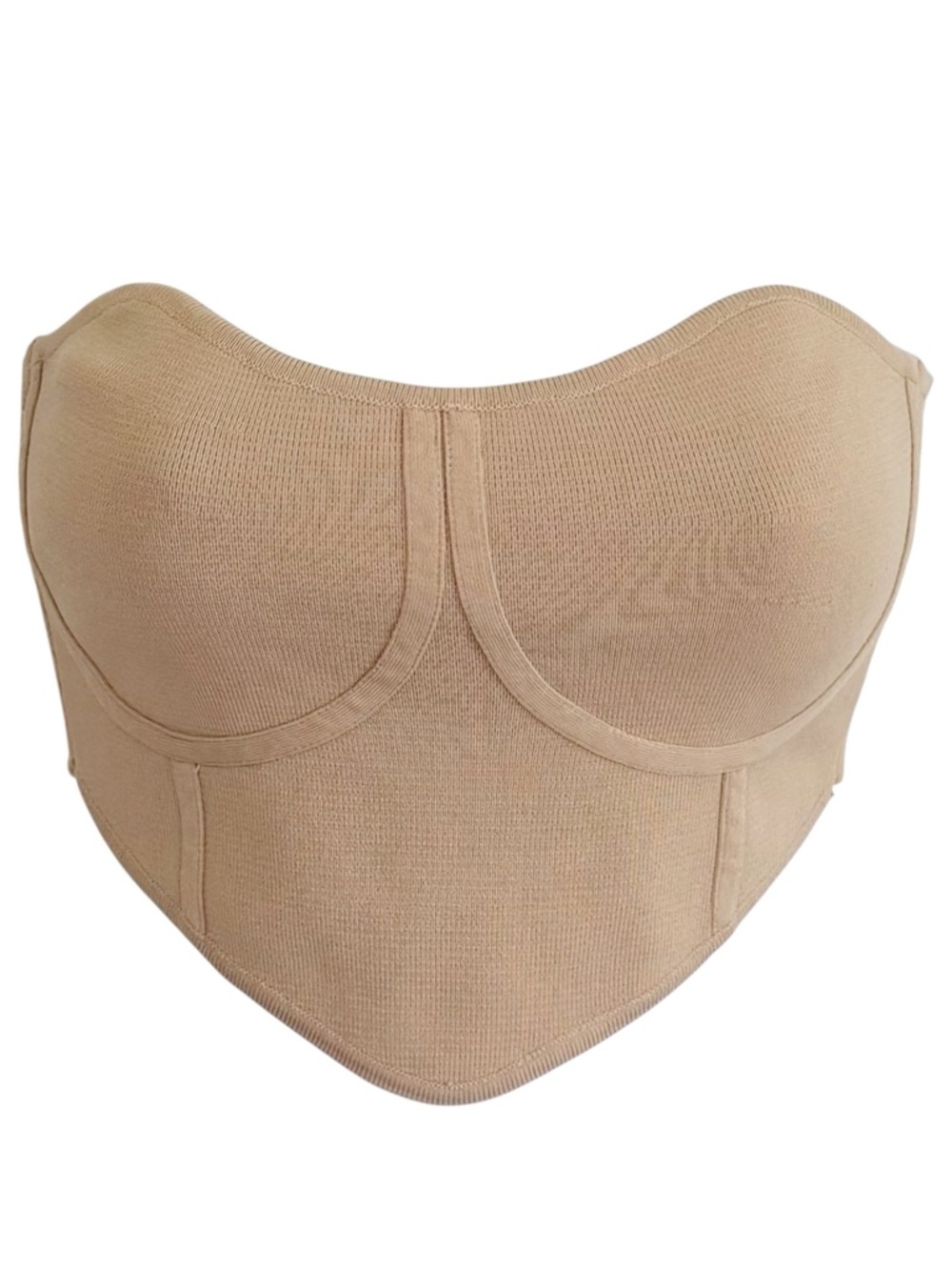 KITTENISH  Strapless Contour Bustier Tube Top Nude Tan Small Seamless Cropped